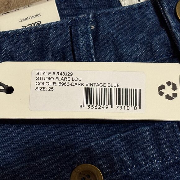 NWT ROLLA'S Studio Flare Lou High Rise Jeans Size 25 Dark Vintage Blue - Picture 8 of 16